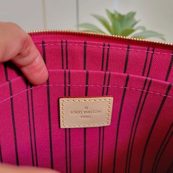 💕 LOUIS VUITTON Neverfull Monogram "PEONY" Mm/Gm Clutch/ Wristlet/Crossbody - Picture 10 of 16